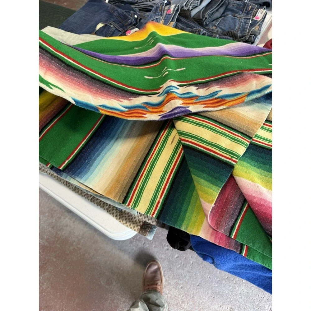 Vintage Mexican Serape Blanket Saltillo Style‎ Southwestern Throw 88x40